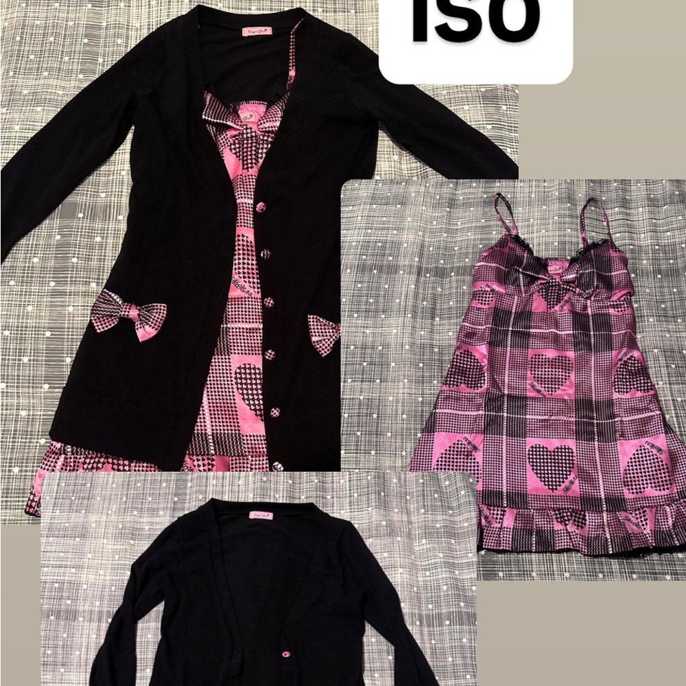 [ISO] MA*RS sugargloss check heart dress cardigan set